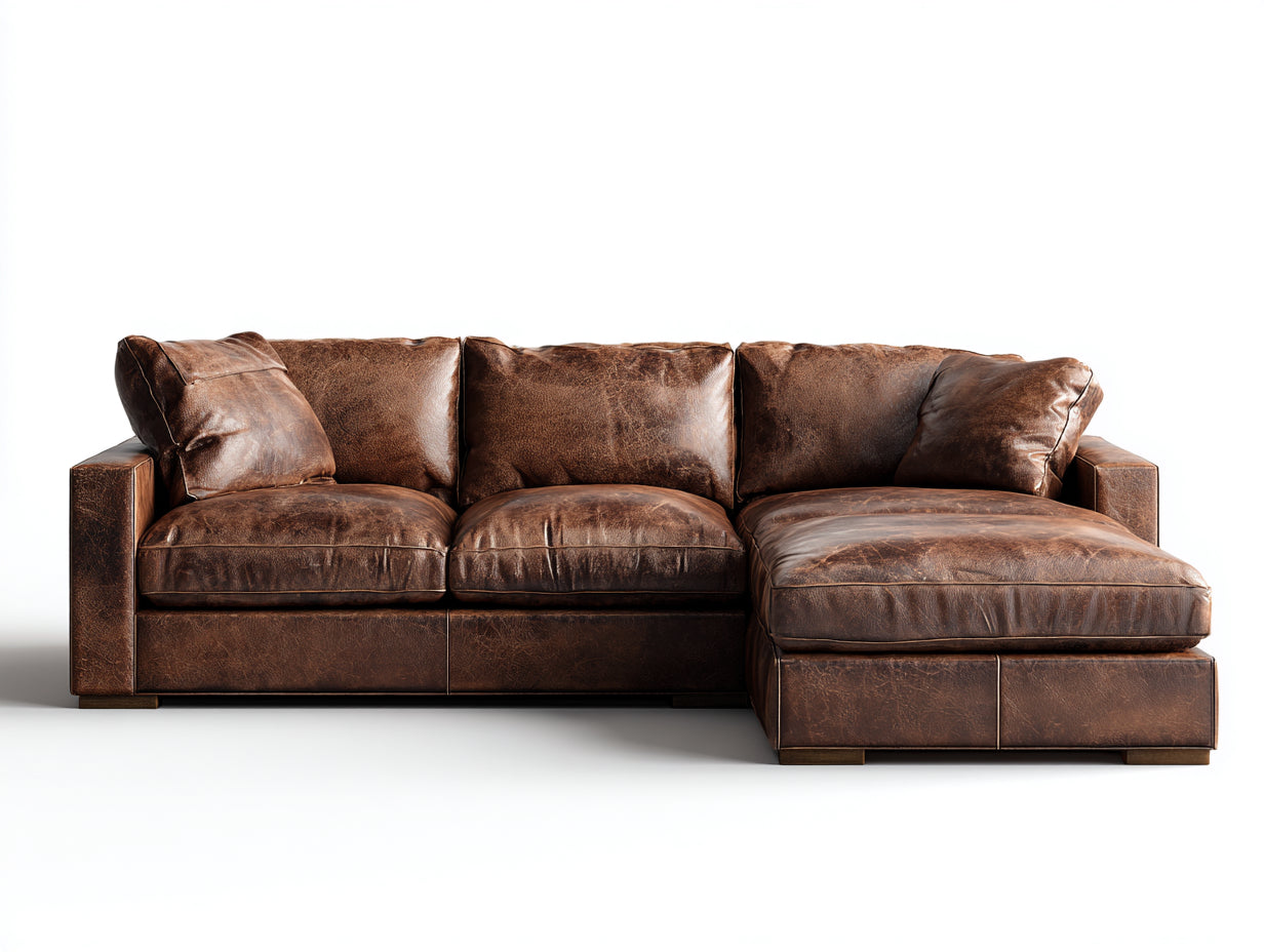 Sofás de esquina de cuero sintético 275x165x86 cm - marrón - chaise longue para salón