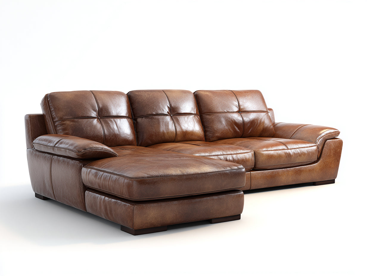 Sofás de esquina de cuero sintético 270x170x88 cm - marrón - chaise longue para salón