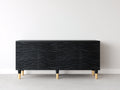 Mueble recibidor 180x45x82 cm - negro y dorado - aparador moderno con puertas