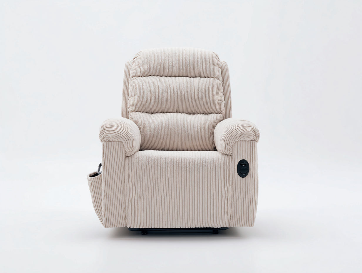 Sillones reclinables de tela 98x90x106 cm - beige - respaldo acolchado con control lateral