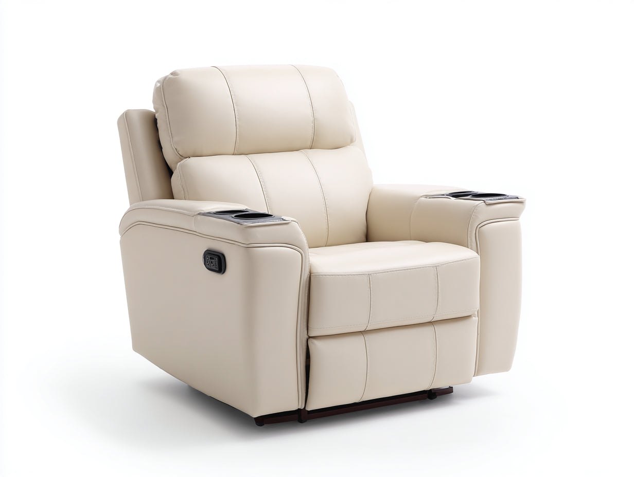 Sillones reclinables piel sintética 98x92x108 cm color beige - diseño eléctrico para salón