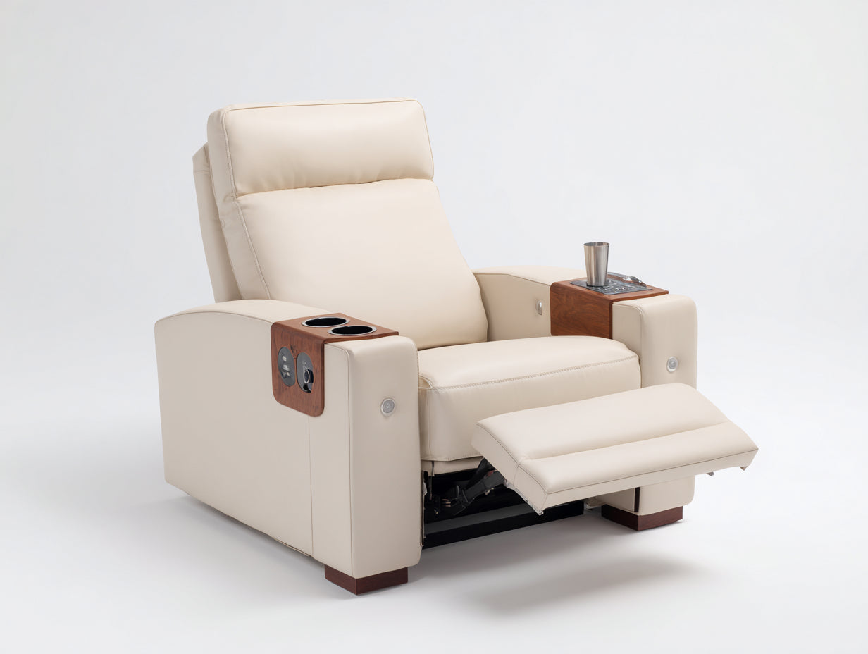 Sillones reclinables piel sintética 100x94x106 cm color beige - diseño eléctrico para salón