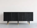 Mueble recibidor de madera 180x42x78 cm negro para entrada - diseño moderno texturizado
