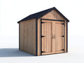 Caseta de jardín 240x190x235 cm - madera natural y negro - cobertizo exterior con doble puerta