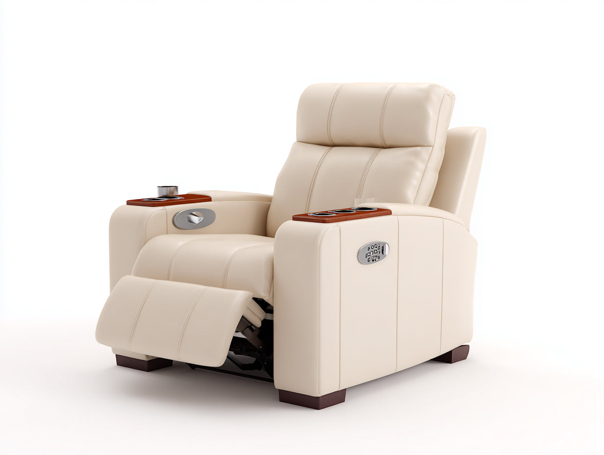 Sillón reclinable 105x96x104 cm - beige y marrón - diseño acolchado con reposapiés