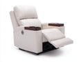 Sillones reclinables de piel sintética 106x98x106 cm crema para salón - diseño con reposapiés y portavasos