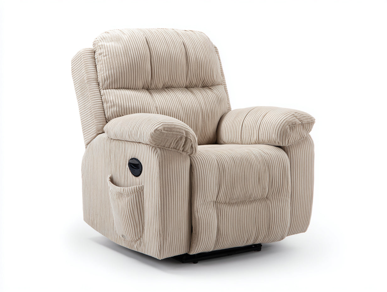 Sillones reclinables de tela 102x94x103 cm beige para salón - diseño acolchado con bolsillo lateral
