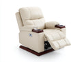 Sillón reclinable 108x98x106 cm - crema y marrón - diseño acolchado con reposapiés