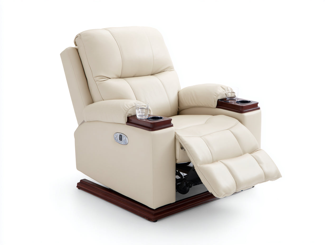 Sillón reclinable 108x98x106 cm - crema y marrón - diseño acolchado con reposapiés