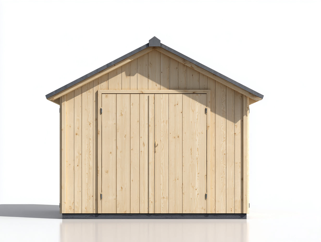 Caseta de jardín 220x180x230 cm - madera natural y gris - cobertizo exterior con doble puerta