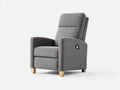 Sillón reclinable 82x88x108 cm - gris y madera natural - diseño tapizado con respaldo alto