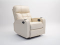 Sillones reclinables de cuero sintético 102x92x108 cm - beige - respaldo acolchado con control lateral