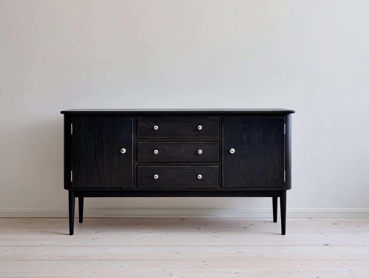Mueble recibidor madera 150x42x82 cm color negro - diseño con almacenamiento