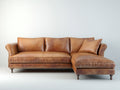 Sofás de esquina cuero sintético 260x180x85 cm - Marrón - Estilo clásico con chaise longue