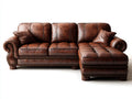 Sofás de esquina cuero sintético 280x180x90 cm - Marrón - Estilo clásico con chaise longue